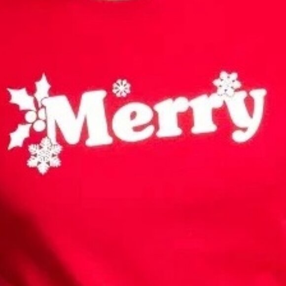 Family Pajamas Men's Knit Crew-Neck Pajama Top, Red Merry Christmas, Medium - Picture 3 of 3